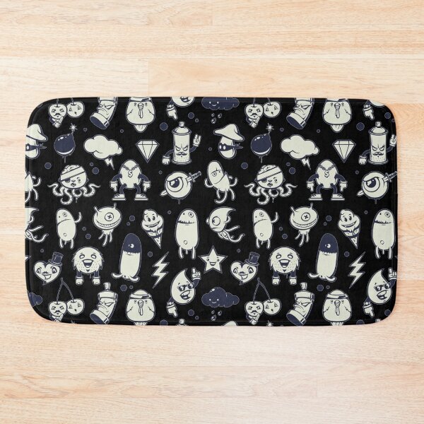 Item preview, Cute Doodle monster characters with black background pattern designed and sold by smARTwork.