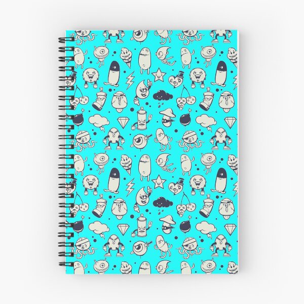Item preview, Cute Doodle monster characters with blue background pattern designed and sold by smARTwork.