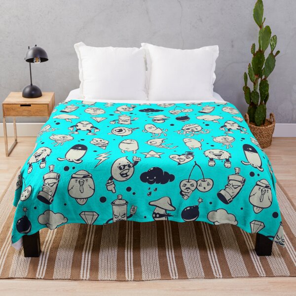 Item preview, Cute Doodle monster characters with blue background pattern designed and sold by smARTwork.