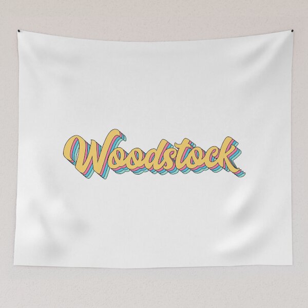 Item preview, Woodstock Retro Yellow Script designed and sold by modeoftravel.