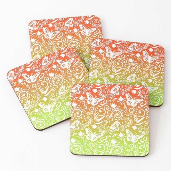 Item preview, Butterfly and Flower - Tangerine & Lime (Citrus Lover Collection) designed and sold by CreativityRoams.
