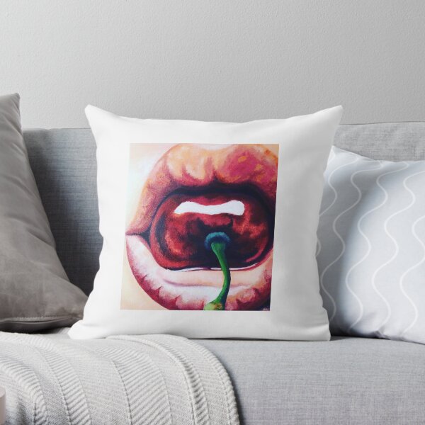 Cherry Lips Throw Pillow