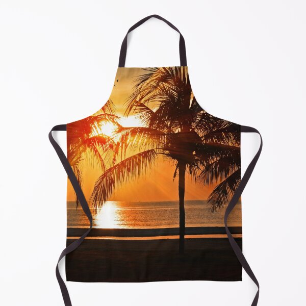 Item preview, Sunset Over The Beach, beach sun through trees with ocean in the background and birds flying landscape. designed and sold by cathelkav.