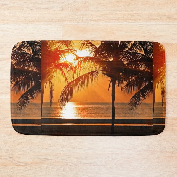Item preview, Sunset Over The Beach, beach sun through trees with ocean in the background and birds flying landscape.  designed and sold by cathelkav.