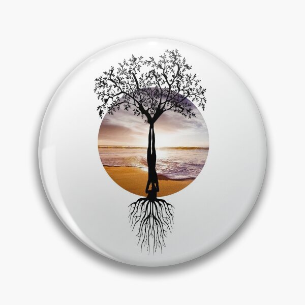 Artikelvorschau, mit diesem friedlichen Yoga-Baum mit Sonnenuntergang-Design entworfen und verkauft von Cool-Cat-POD.
