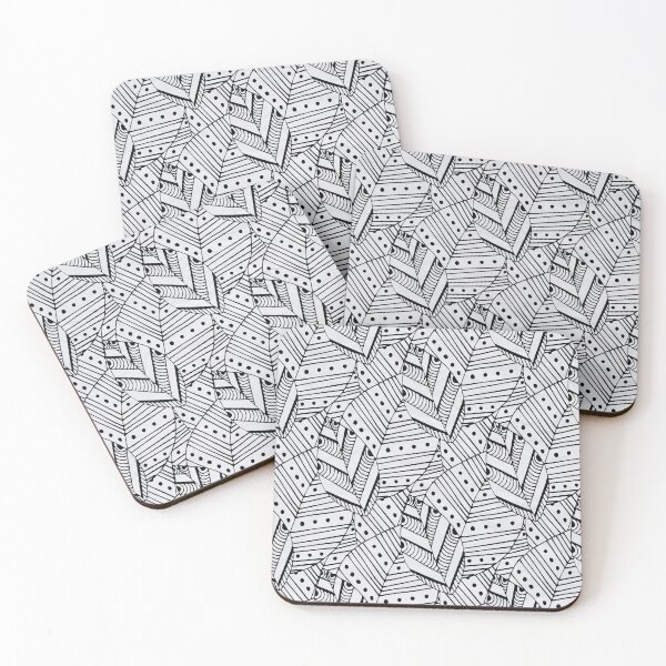 Item preview, Hand drawn black and white abstract leafs pattern  designed and sold by baligaia.