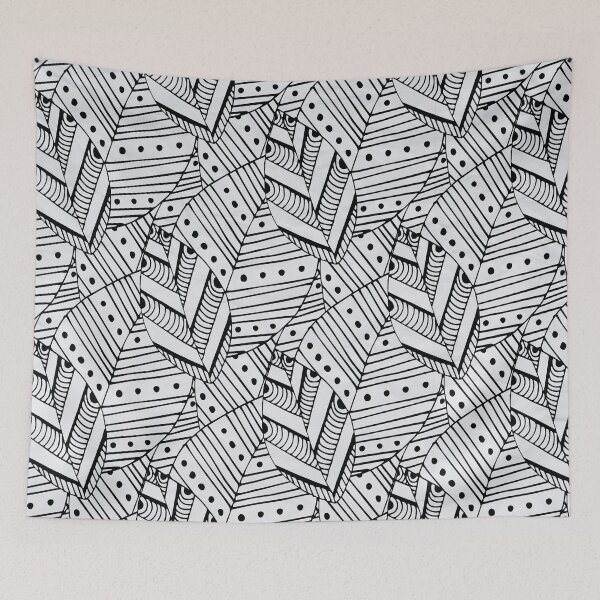 Item preview, Hand drawn black and white abstract leafs pattern  designed and sold by baligaia.