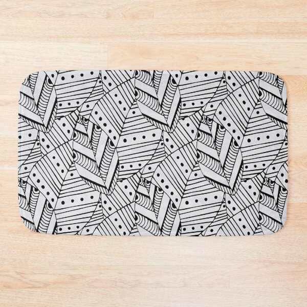 Item preview, Hand drawn black and white abstract leafs pattern  designed and sold by baligaia.