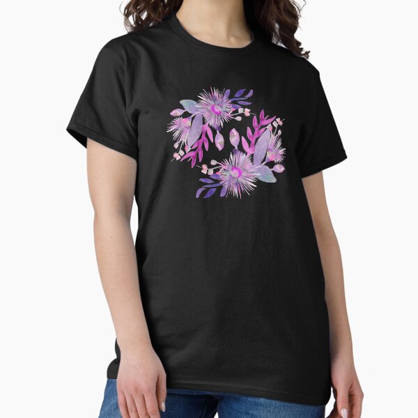 Vista previa del artículo con la obra «Patrón australiano de primavera de acuarela - Bonito rosa y morado», diseñado y vendido por Sketchbook Designs.