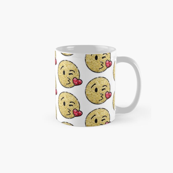 Aperçu de l'œuvre Blow Kiss Gold Glitter Sparkly Emoji créée et vendue par Eatmyshirtz.