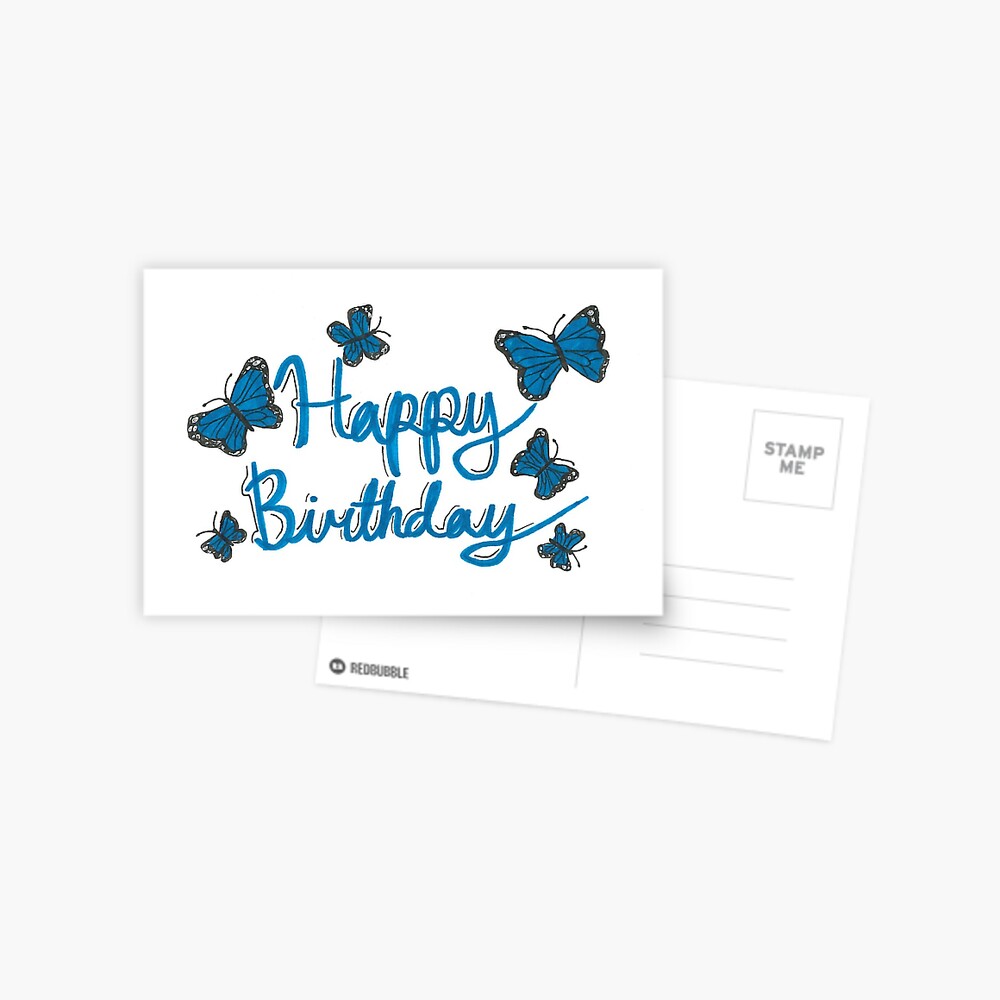 "Blue Butterfly Happy Birthday Card" Postcard for Sale by CeceArt