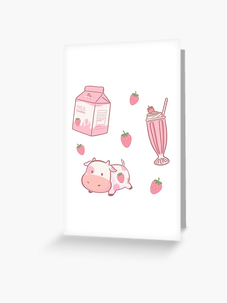 Strawberry Cow kawaii | Greeting Card