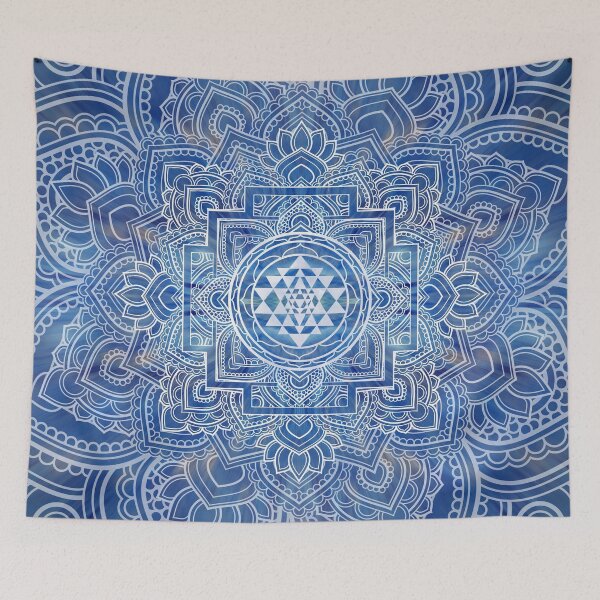 Item preview, Sri Yantra  / Sri Chakra Blue Watercolor designed and sold by k9printart.