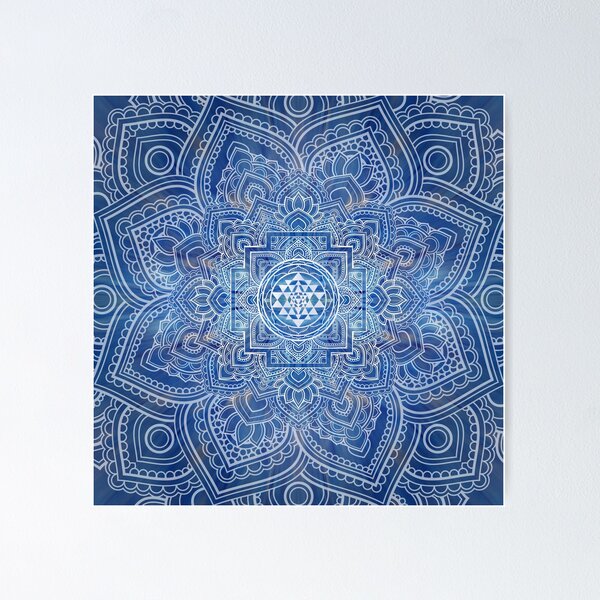 Item preview, Sri Yantra  / Sri Chakra Blue Watercolor designed and sold by k9printart.