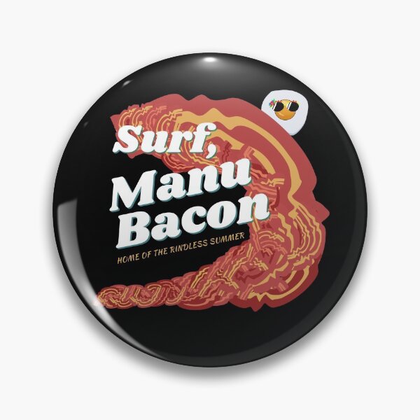 Item preview, Surf Manu Bacon. The Rindless Summer. Funny Surfing Food Pun. designed and sold by shirtdan.