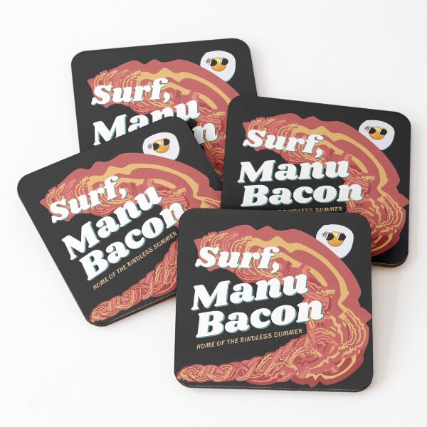 Item preview, Surf Manu Bacon. The Rindless Summer. Funny Surfing Food Pun. designed and sold by shirtdan.