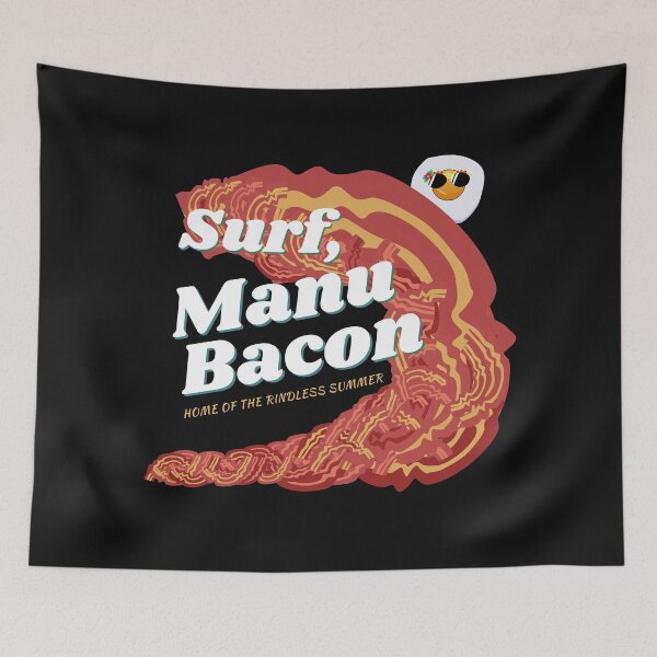 Item preview, Surf Manu Bacon. The Rindless Summer. Funny Surfing Food Pun. designed and sold by shirtdan.