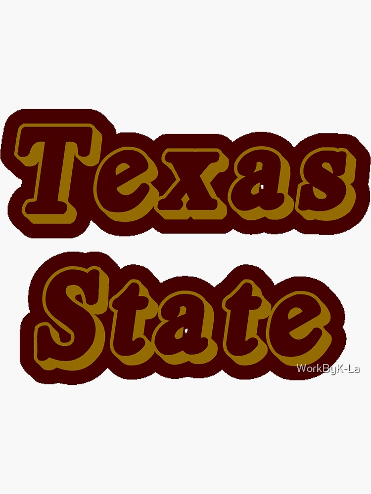 "Texas State Bubble Italics" Sticker for Sale by WorkByKLa Redbubble