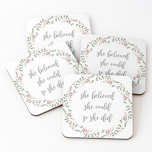 Item preview, She Believed She Could So She Did Floral Wreath Calligraphy Quote designed and sold by CarlosAlberto.