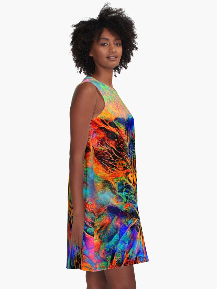 Alternate view of Abstractions of abstract abstraction of cat A-Line Dress