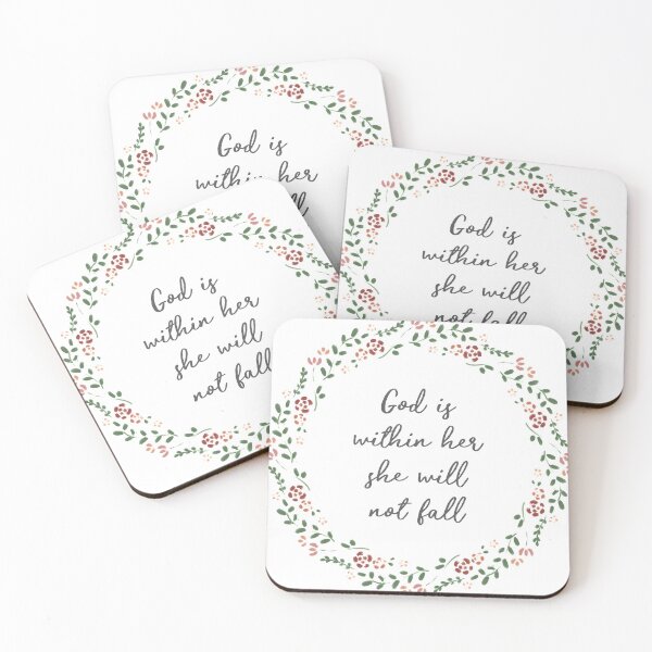 Item preview, God Is Within Her She Will Not Fall Floral Wreath & Quote designed and sold by CarlosAlberto.