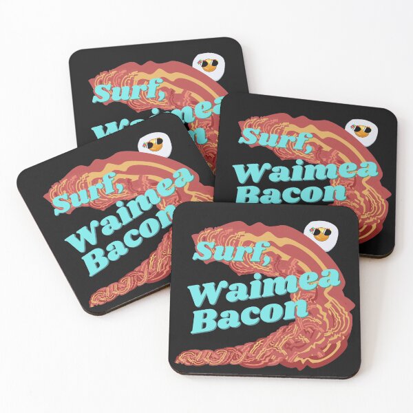 Item preview, Surf Waimea Bacon. Funny Surfing Food Pun. Blue text. designed and sold by shirtdan.