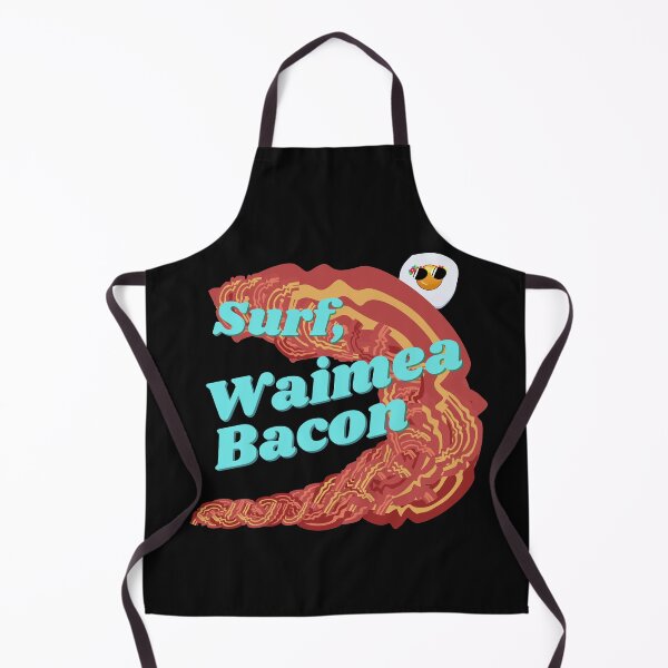 Item preview, Surf Waimea Bacon. Funny Surfing Food Pun. Blue text. designed and sold by shirtdan.
