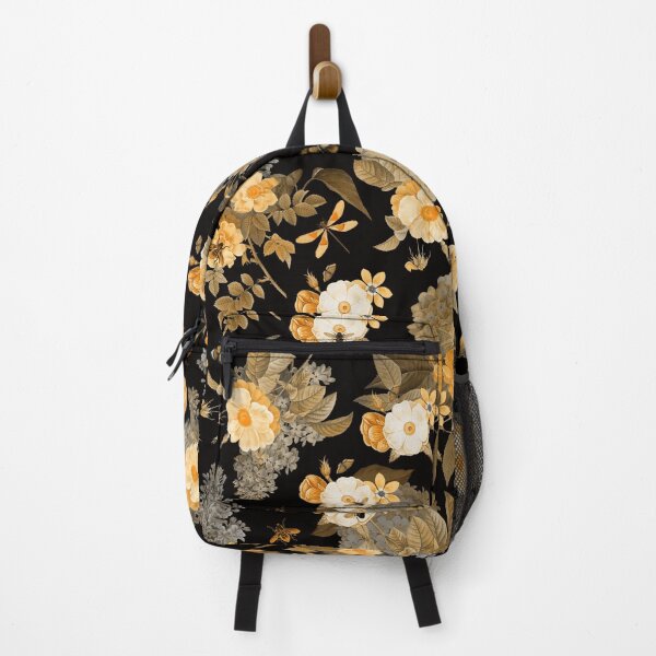 Item preview, UtART - Vintage Roses Spring Flower And Early Insects Botanical Garden Pattern - Sepia Black And Gold Botanical Night Garden Nightgarden designed and sold by UtArt.