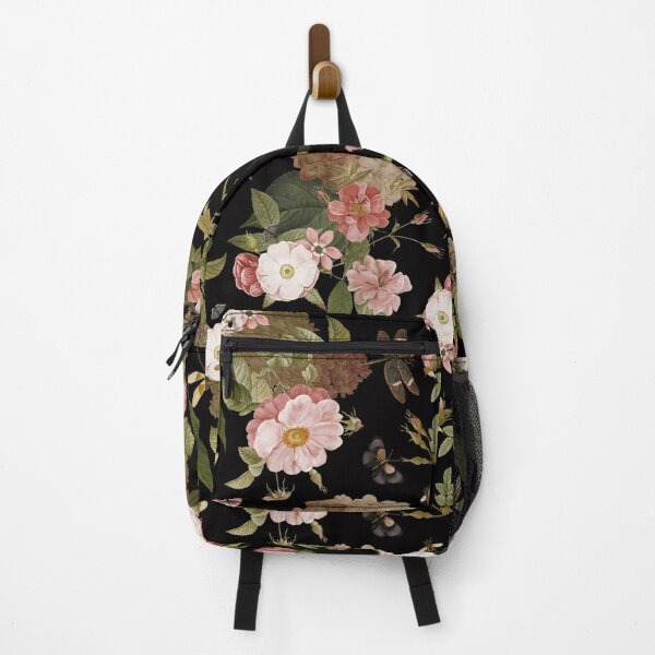 Item preview, UtART - Vintage Roses Spring Flower And Early Insects Pattern - Sepia Black Botanical Night Garden Nightgarden designed and sold by UtArt.