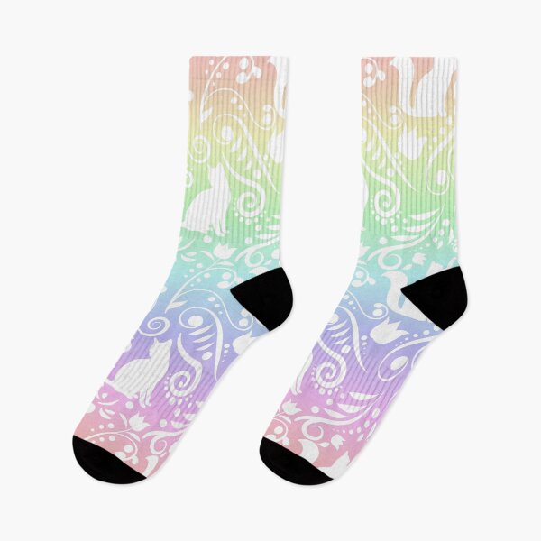 Item preview, Cat and Flowers - Pastel Rainbow designed and sold by CreativityRoams.