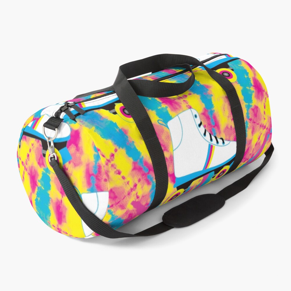 "Roller skate on Original Blue Swirl TieDye Pattern " Duffle Bag for