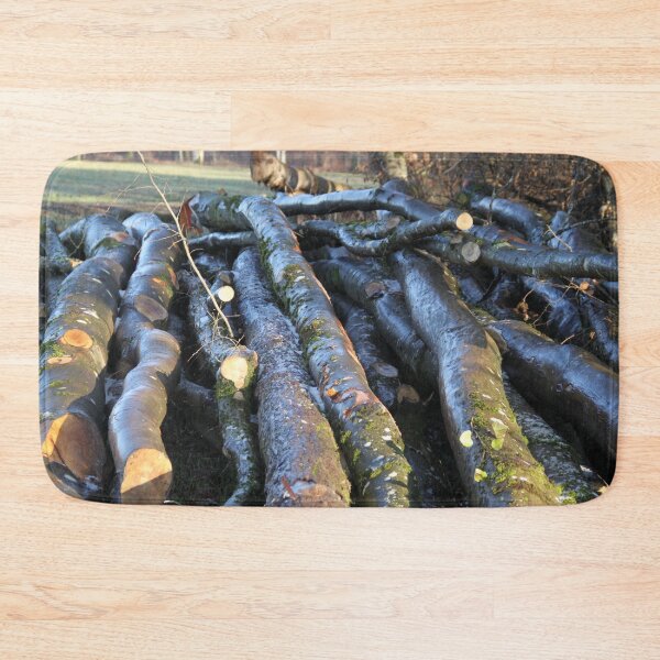 Item preview, Pile of wet hardwood logs in the forest	 designed and sold by EstelleRossetti.