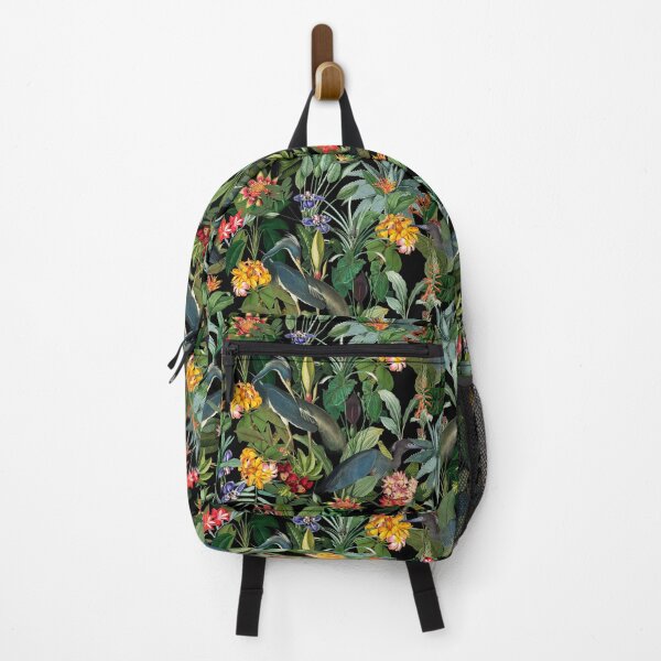Item preview, Vintage Pattern - Blue heron and tropical flowers Botanical Night Garden Nightgarden designed and sold by UtArt.