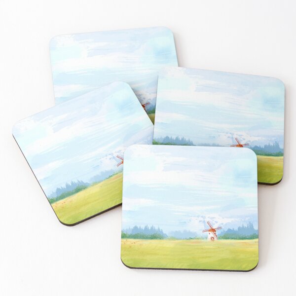 Item preview, Beautiful Watercolor Windmill Landscape designed and sold by Vector Scout Lab.