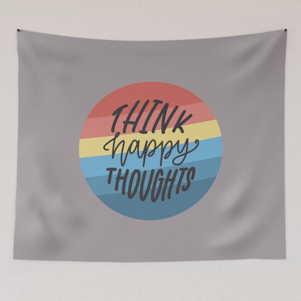 Item preview, Think Happy Thoughts | 70s Striped Background & Quote designed and sold by CarlosAlberto.