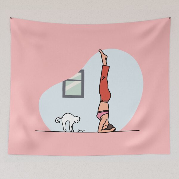 Item preview, YOGA WITH CAT Headstand pose designed and sold by Trio's Stuff.