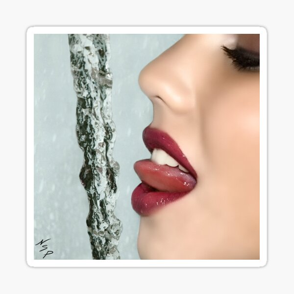Fine Erotic Art Photography "Wanting a Taste" Sexy Mouth - Mouth - Lips - Face - Tongue Sticker