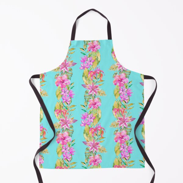 Item preview, Luscious Jungle Flower And Leaf Stripes on Turquoise designed and sold by artsandsoul.