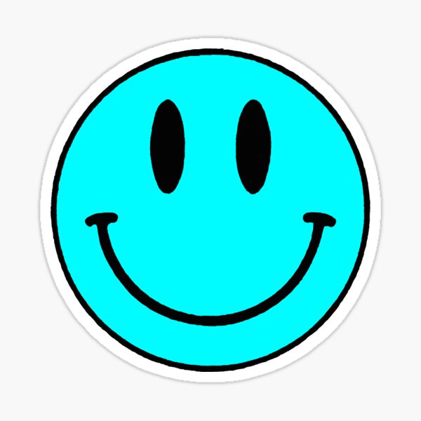 "Neon Blue Smiley Face" Sticker for Sale by laurensiegel8 | Redbubble