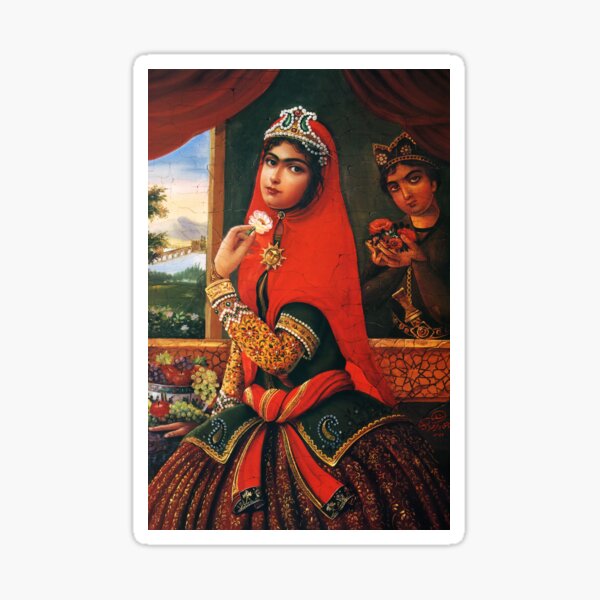 Aperçu de l'œuvre Écharpe rouge. Fille iranienne de l'ère Qajar créée et vendue par mazis.