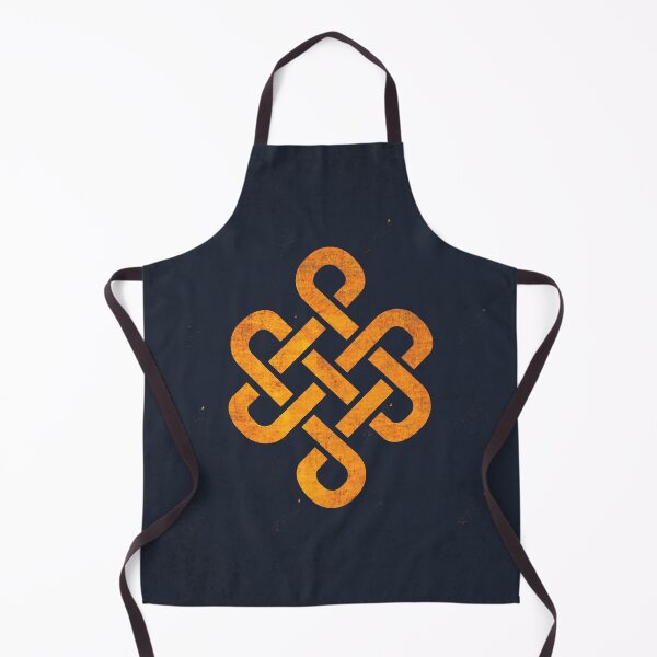 Item preview, Traditional golden endless knot symbol on dark blue textile designed and sold by baligaia.