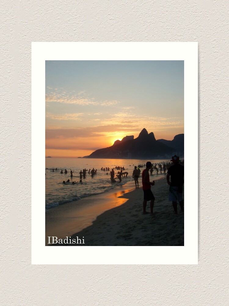 Ipanema Beach At Sunset Rio De Janeiro Brazil Art Print By Ibadishi Redbubble