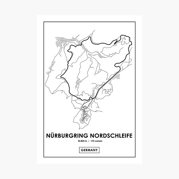 Nürburgring Nordschleife - Deutschland Track Map Fotodruck