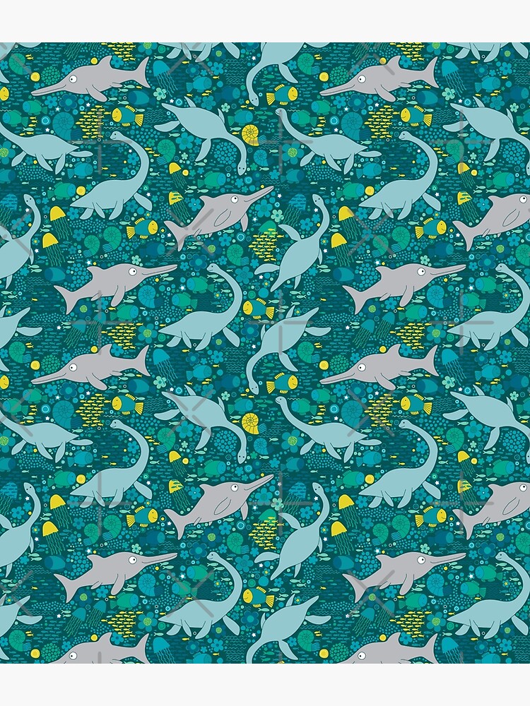 Swimming with Plesiosaurs - cute prehistoric animal design by Cecca-Designs