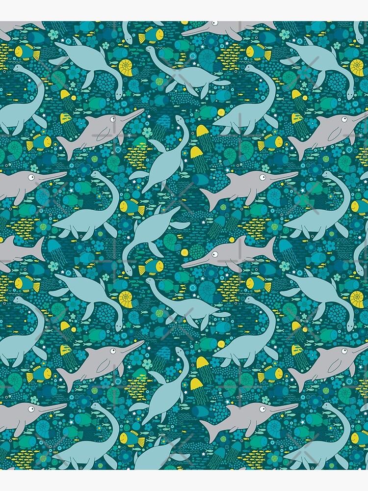 Swimming with Plesiosaurs - cute prehistoric animal design by Cecca-Designs