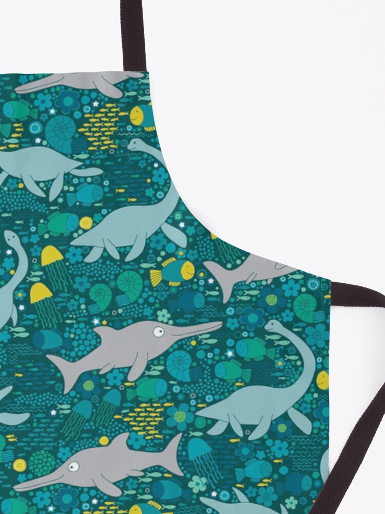 Alternate view of Swimming with Plesiosaurs - cute prehistoric animal design Apron