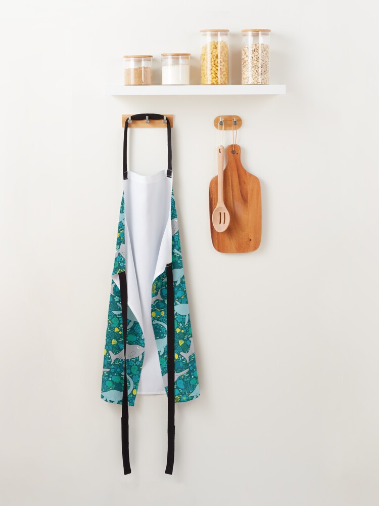 Alternate view of Swimming with Plesiosaurs - cute prehistoric animal design Apron