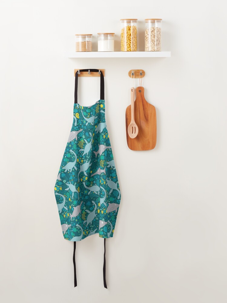 Alternate view of Swimming with Plesiosaurs - cute prehistoric animal design Apron