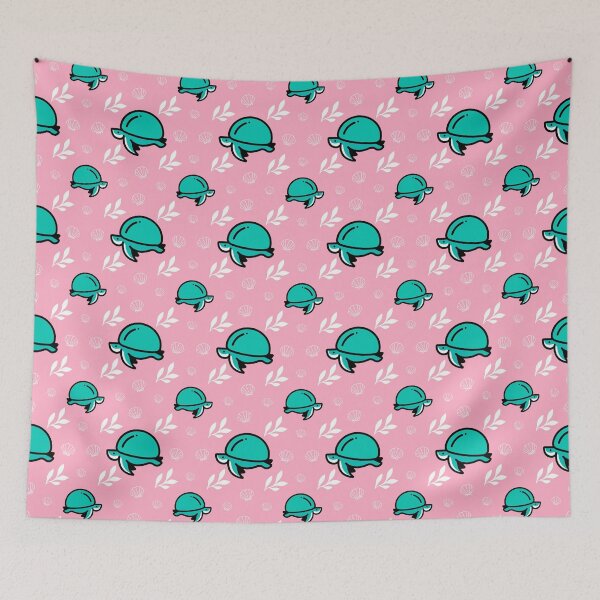 Item preview, Green Turtle Tortoise Seashell  Pink Blish Pastel background designed and sold by BabyPaws.