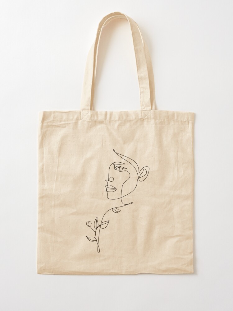 Woman Line Drawing Art Tote Bag for Sale by OneLinePrint